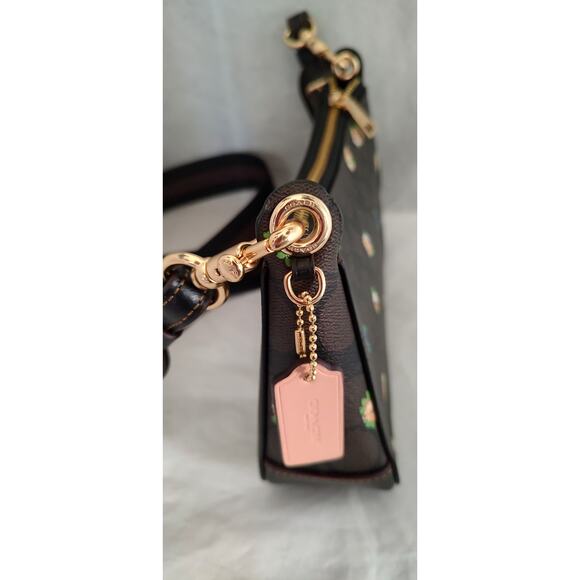 Coach Jes Baguette Brown w/Mini Roses Crossbody Small NWT C6823 Aug 2021 L Strap - Picture 7 of 13